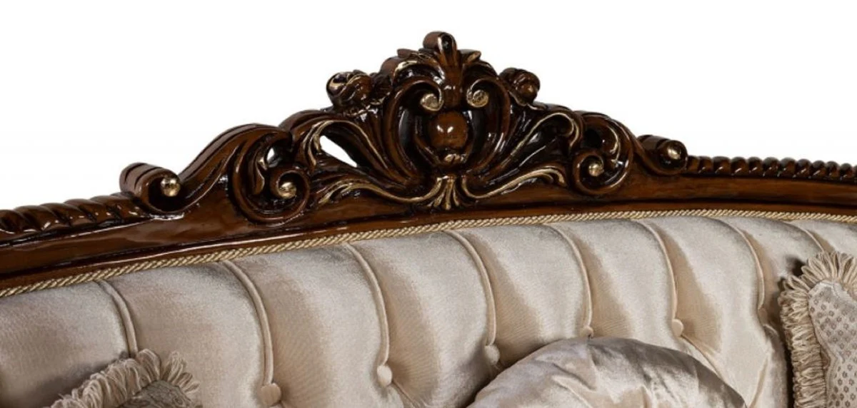 Luxury Baroque Sofa Beige / Brown / Gold - Magnificent living room sofa with elegant pattern - Baroque living room furniture