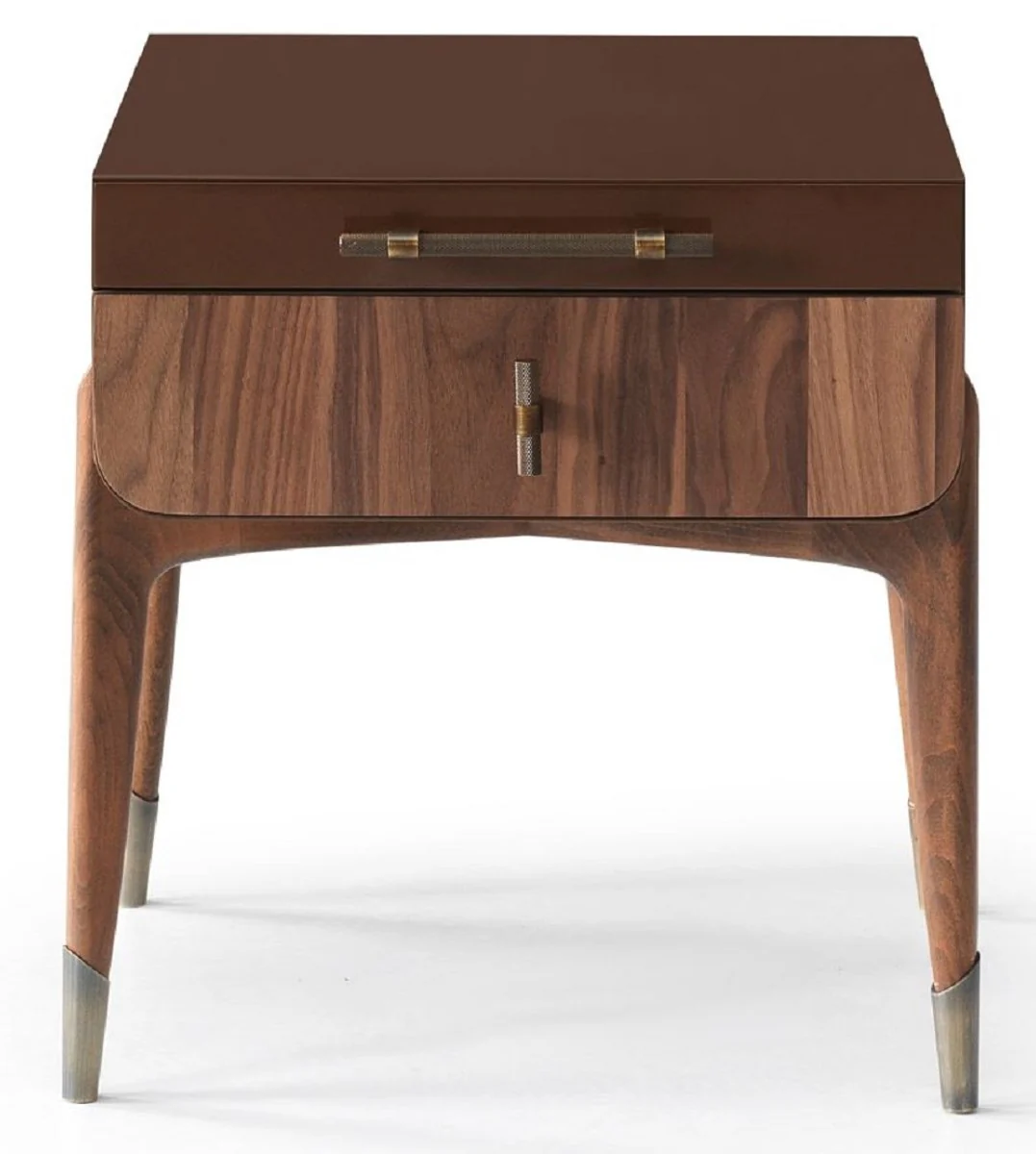 Luxury nightstand brown / dark brown 49 x 54 x H. 51 cm - Solid wood bedside table with 2 drawers - Bedroom furniture - Hotel furniture - Luxury furniture