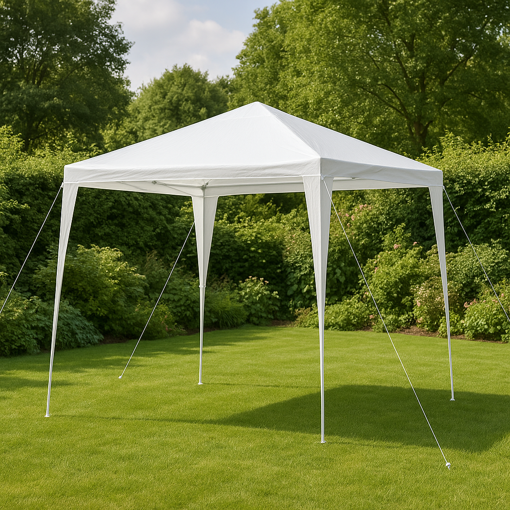 Weißes Gartenzelt/Pavillon aus Polyester für den Außenbereich, 3x3x2,5 m