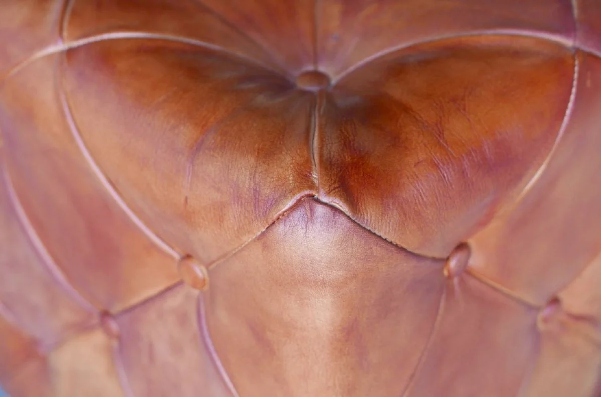 Luxury Chesterfield leather stool 40 x 40 x H. 45 cm - Various colors - Real leather footstool - Chesterfield living room furniture