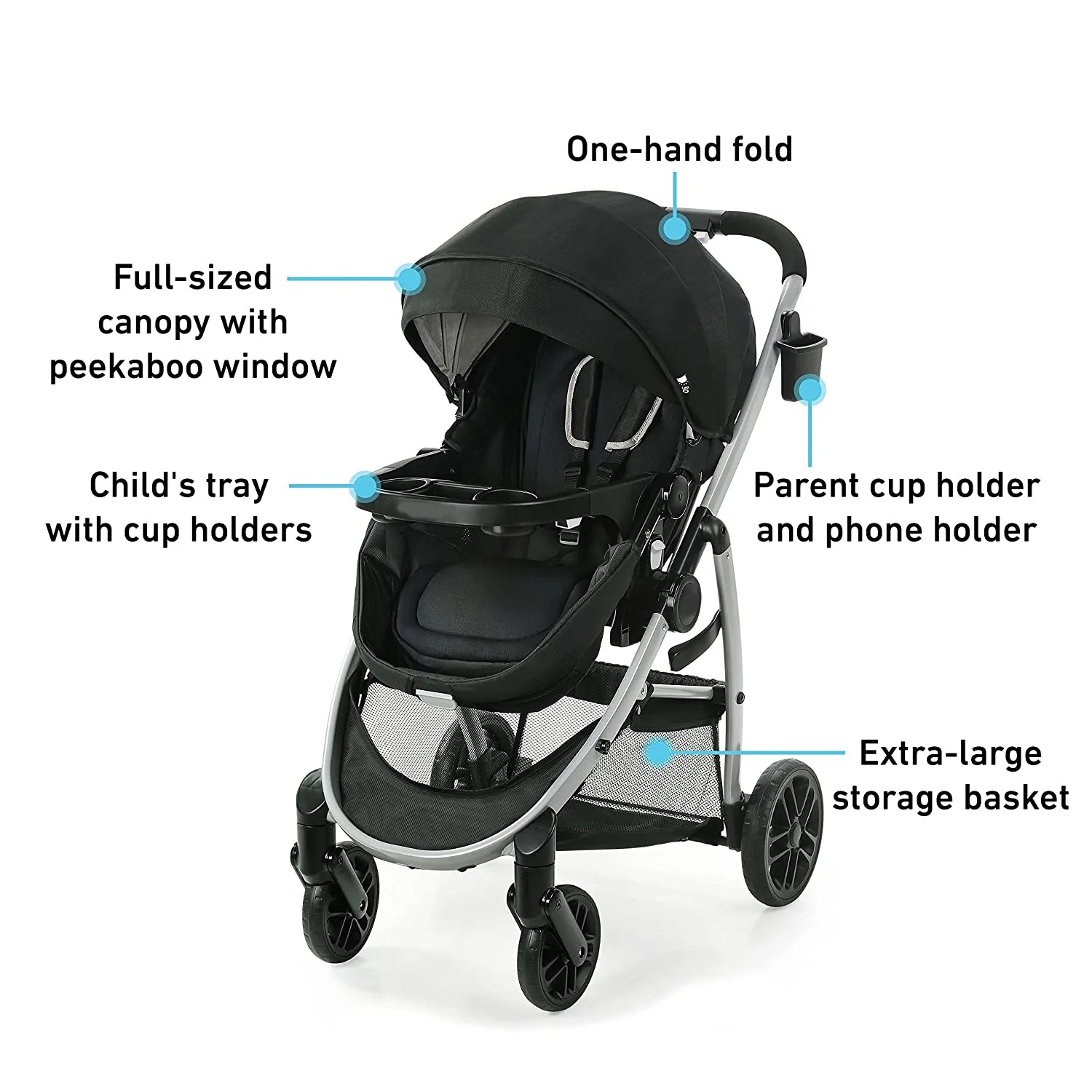 Modes Pramette Kinderwagen, Kinderwagen mit echtem Kinderwagenmodus, umkehrbarem Sitz, einhändig klappbar, zusätzlicher Stauraum, Kindertablett, Pierce