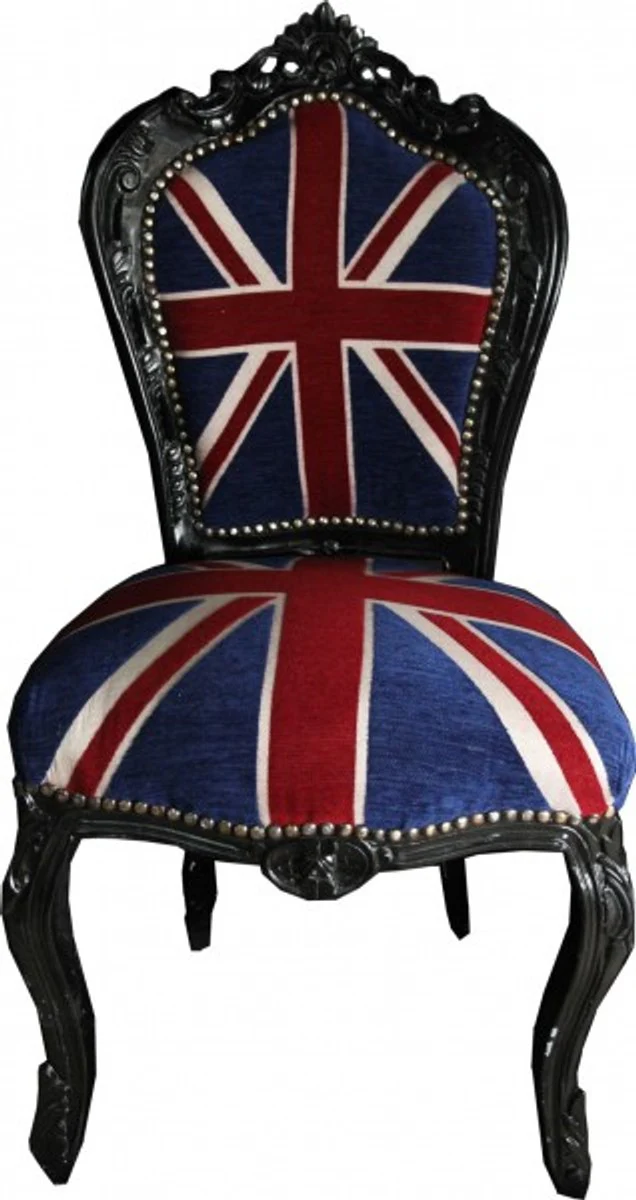 Baroque Dining Room Chair Union Jack / Black - Furniture Antique Style