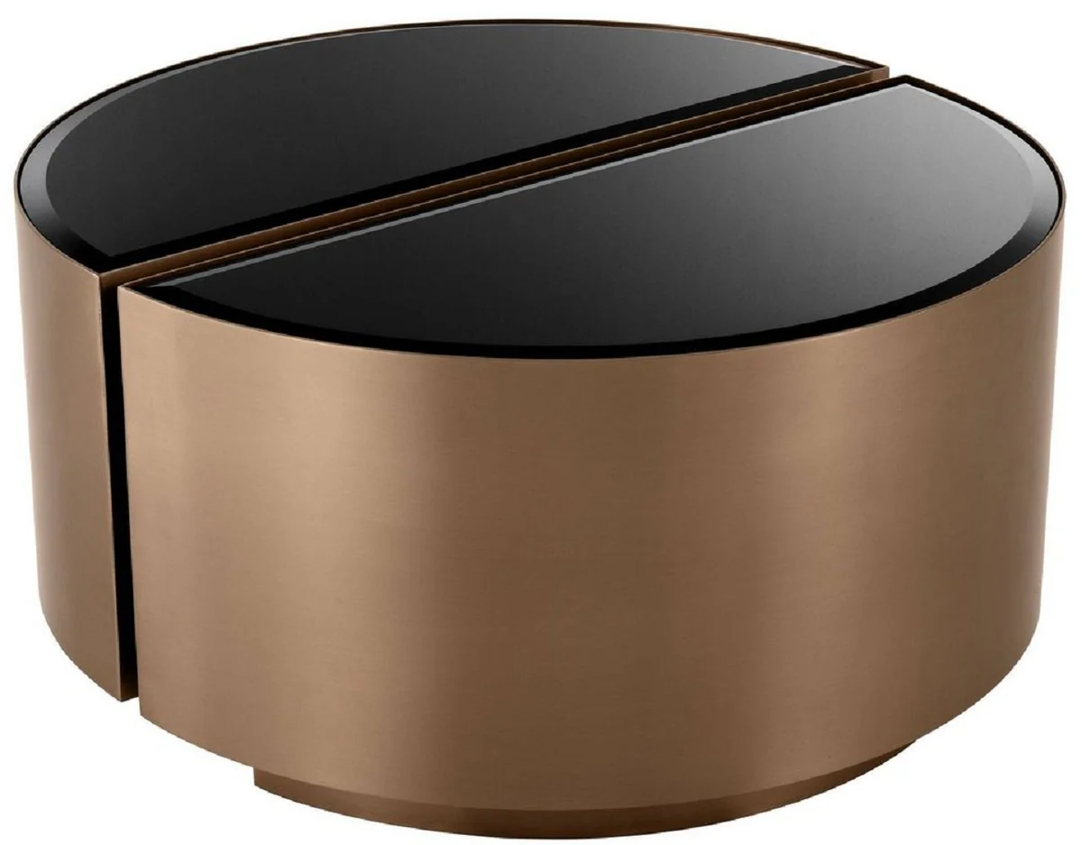 Luxury side table set copper / black - 2 semicircular stainless steel tables with beveled glass tops - luxury living room furniture