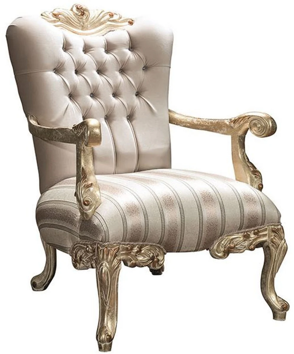 Luxury baroque living room set beige / gold - 2 sofas & 2 armchairs & 1 coffee table - magnificent living room furniture in baroque style