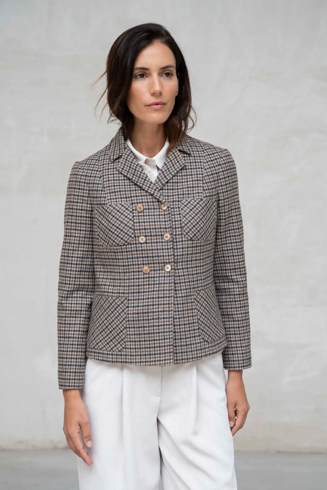 Beige karierte Jacke „Verona“ von Rivera-Spain