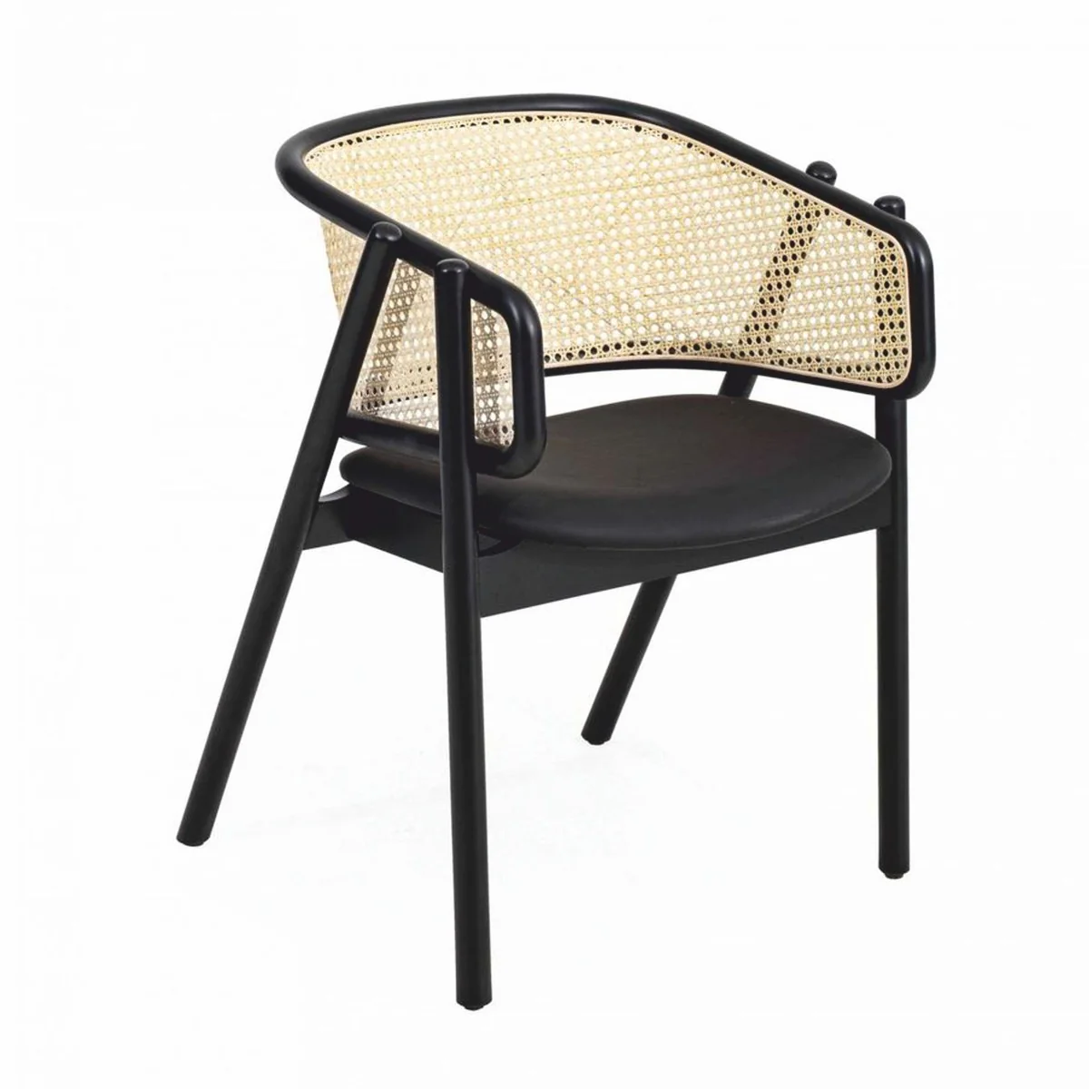 Luxury dining room chair with armrests black / natural color - dining room furniture