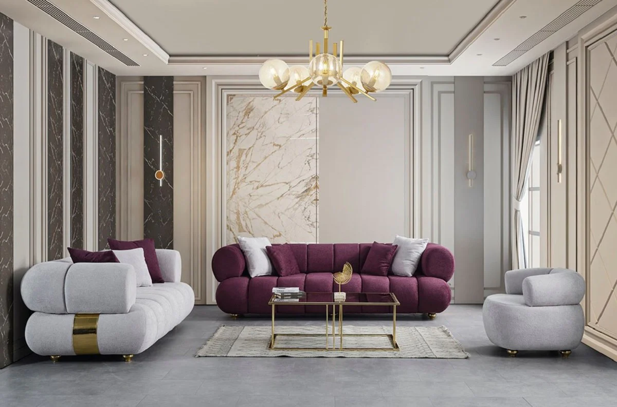Luxury 4 Seater Sofa Purple / Gold - Modern Living Room Sofa - Modern Living Room Furniture - Luxury Collection