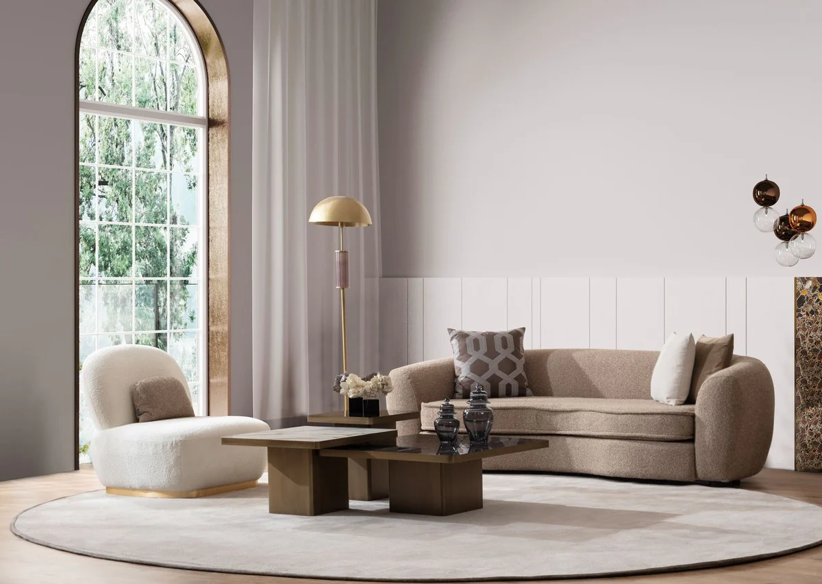 Luxury sofa brown / black 250 x 106 x H. 72 cm - living room sofa - hotel sofa - living room furniture - living room furniture - hotel furniture - luxury furniture - luxury furniture