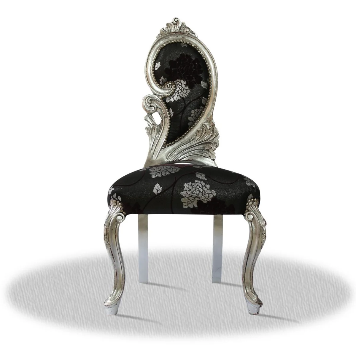 Baroque salon chair silver black 55 x 45 x H. 100 cm - Limited Edition