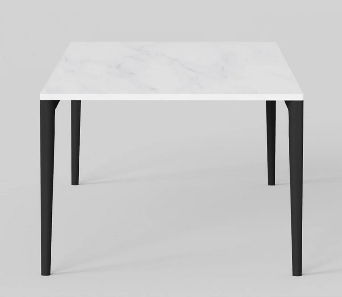 Luxury dining table with artificial marble table top white / matt black 240 cm