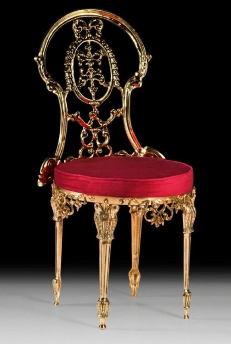 Luxury Baroque Bronze Dining Room Chair Bordeaux Red / Gold H. 86 cm - Baroque Dining Room Furniture