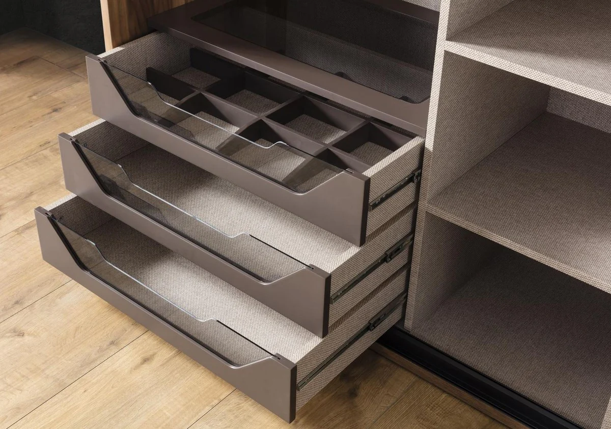 Luxury bedroom wardrobe brown / copper 260 x 70 x H. 220 cm - solid wood wardrobe with 2 sliding doors - luxury bedroom furniture