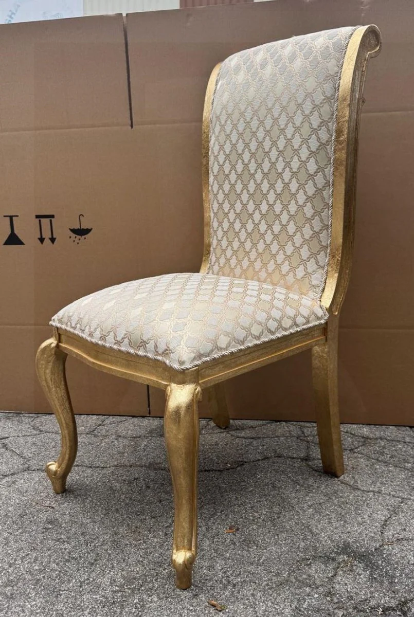 Luxury Baroque Dining Room Chair Gold Pattern / Gold H. 105 cm - Baroque Furniture