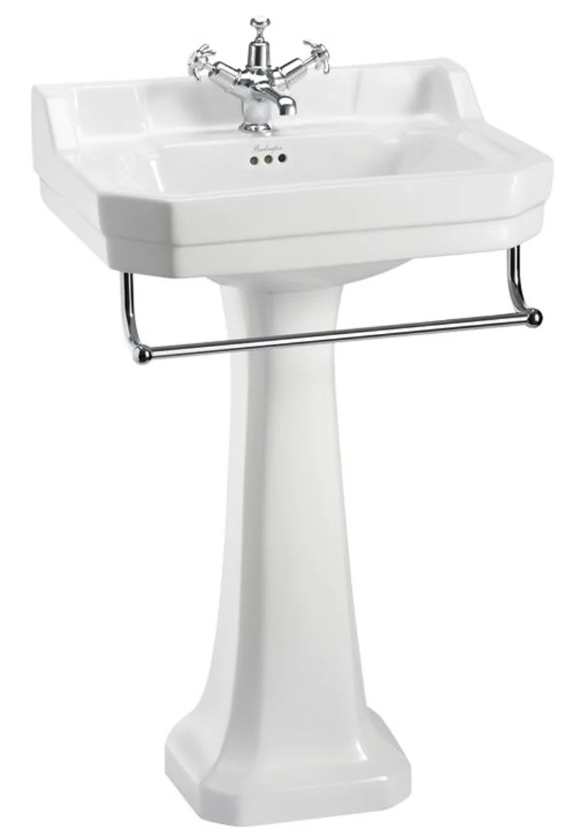 Porcelain washbasin with base and towel holder - Art Nouveau design