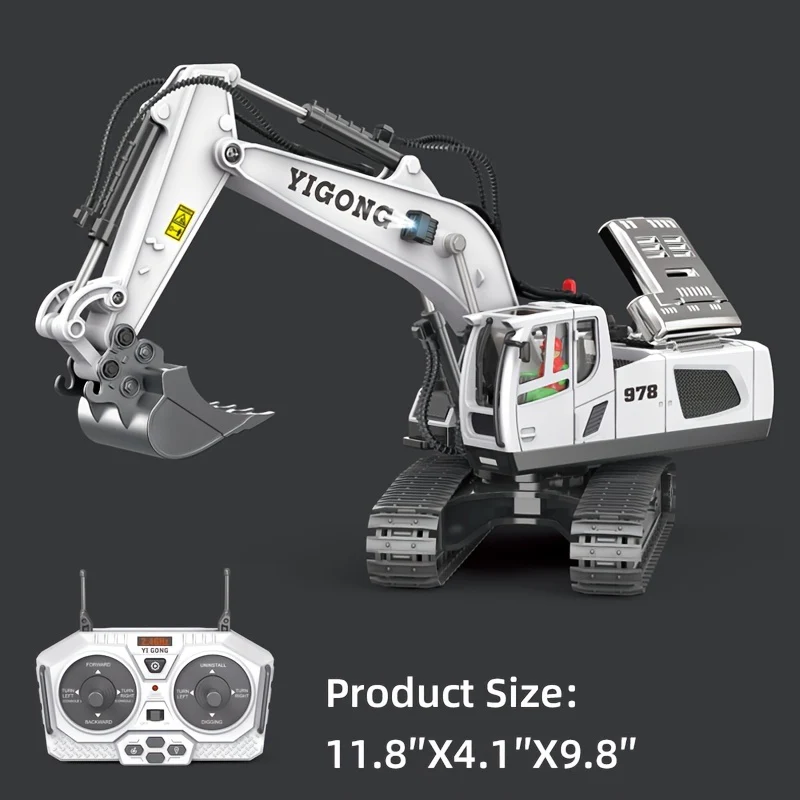 Ferngesteuertes Baggerspielzeug – 11-Kanal-RC-Bau-Bulldozer mit Licht und Ton, perfektes Geschenk für 6–10-jährige Jungen!