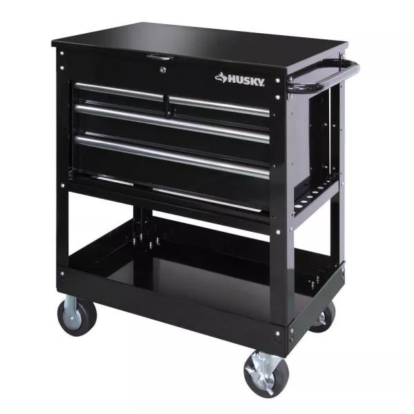 33 IN W 4-DRAWER MECHANICs TOOL UTILITY CART IN GLOSS BLACK