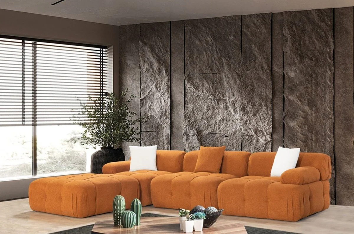 Luxus Wohnzimmer Sofa Braun 300 x 200 x H. 70 cm - Modulares 4 Teiliges Ecksofa - Hotel Sofa - Wohnzimmer Möbel - Hotel Möbel - Luxus Möbel