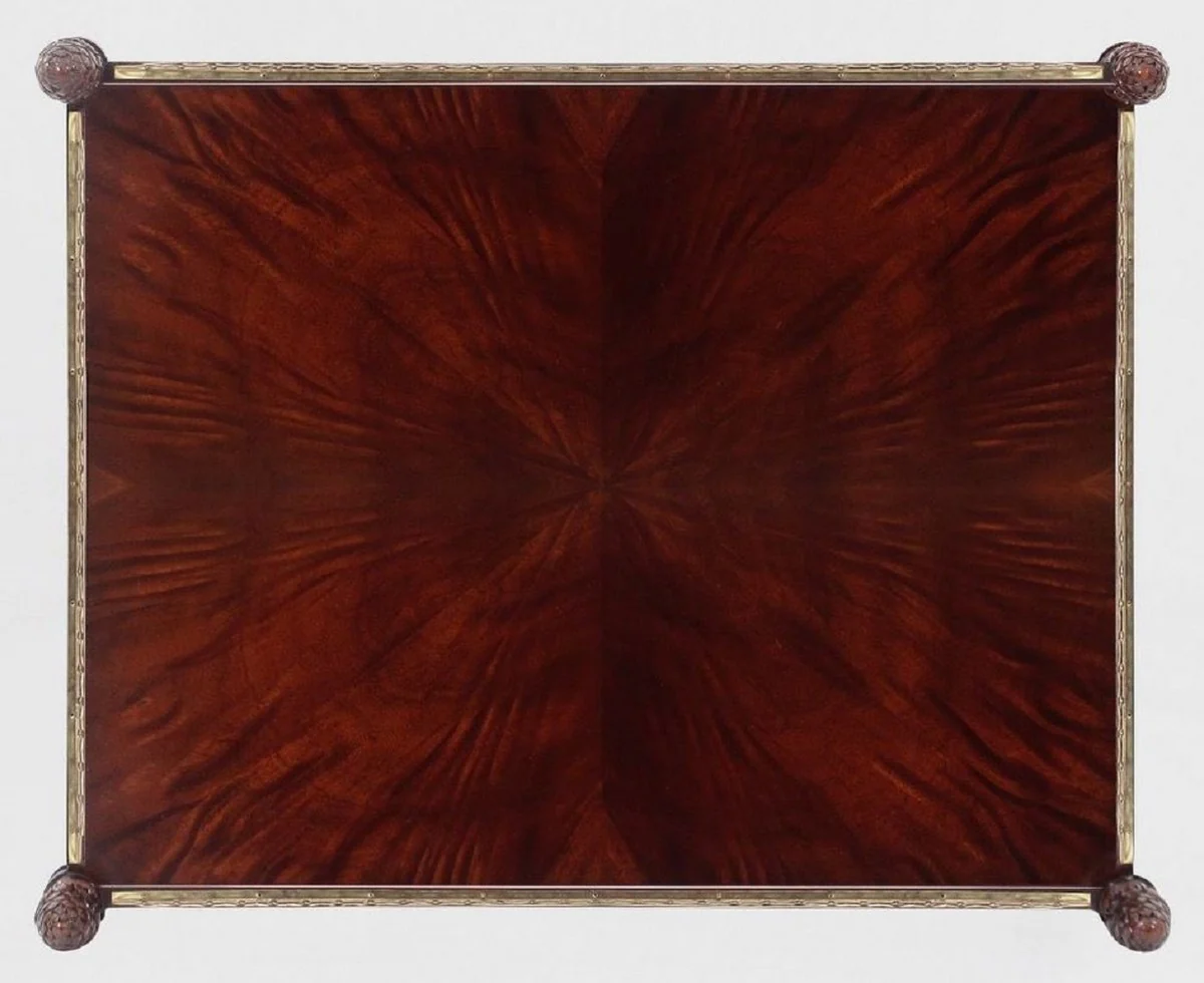 Luxury Art Nouveau side table brown / gold / brass 69 x 57 x H. 71 cm - Noble mahogany table - Living room furniture - Luxury quality