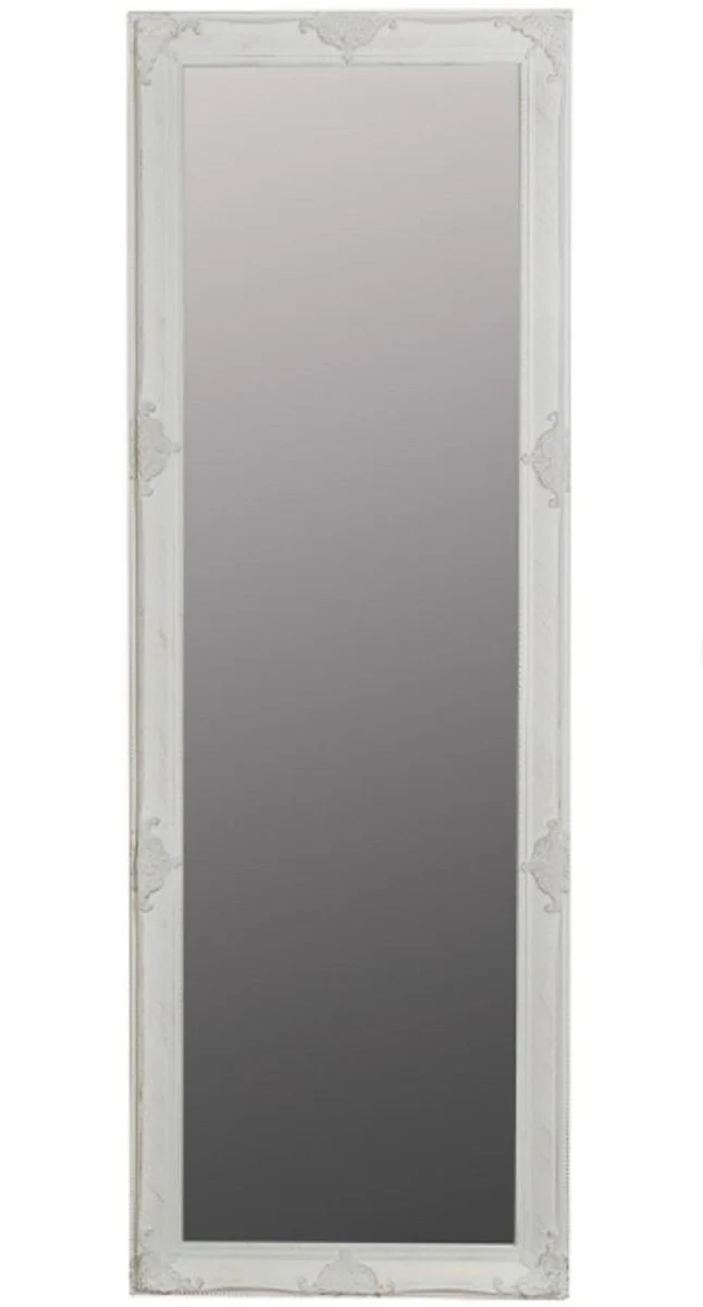 Baroque wall mirror white 65 x H. 190 cm - Handcrafted baroque mirror with wooden frame and beautiful decorations