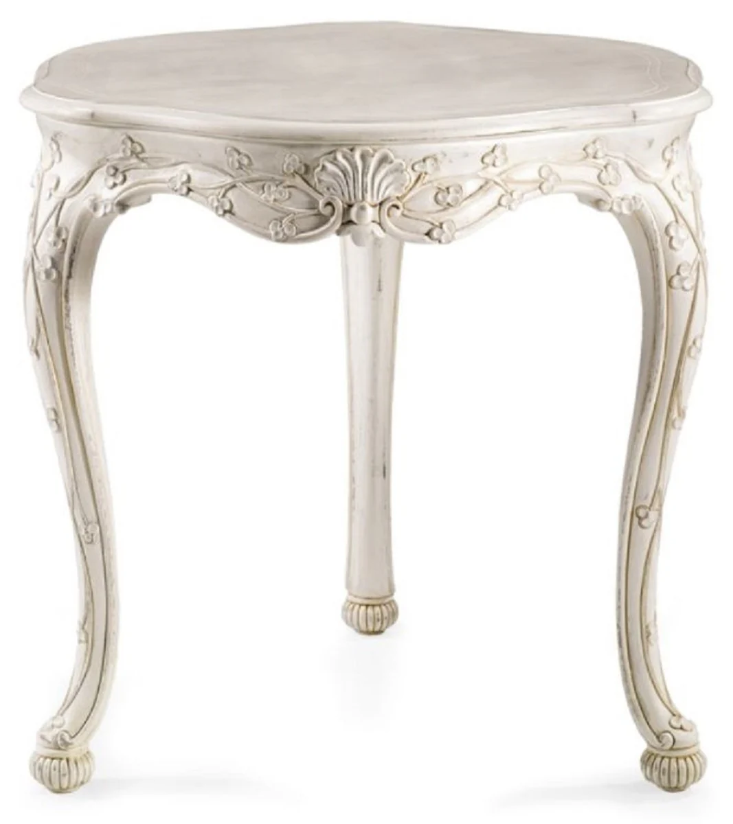 Luxury Baroque side table antique cream white - Magnificent Baroque style 3-legged solid wood table - Luxury furniture in Baroque style - Baroque furniture - Luxury quality - Made in Italy