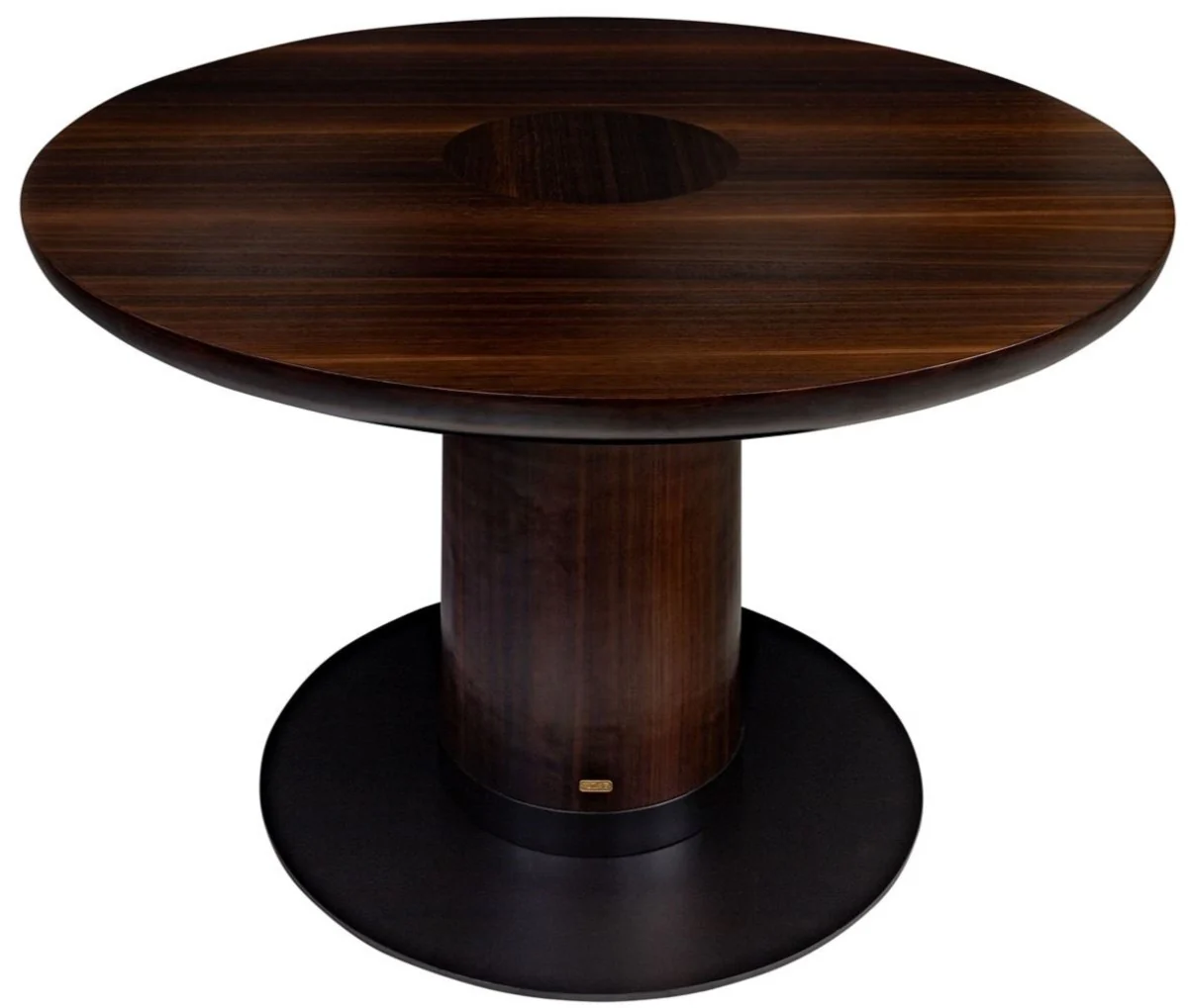 Luxury eucalyptus veneer dining table dark brown Ø 120 x H. 76 cm - Round kitchen table - Solid wood dining room table - Luxury dining room furniture