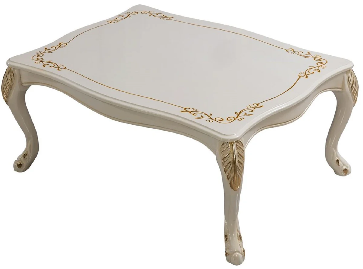 Luxury Baroque Coffee Table White / Gold - Handmade Baroque Style Living Room Table - Luxury Baroque Style Furniture - Baroque Style Living Room Furniture - Baroque Furnishings - Baroque Furniture