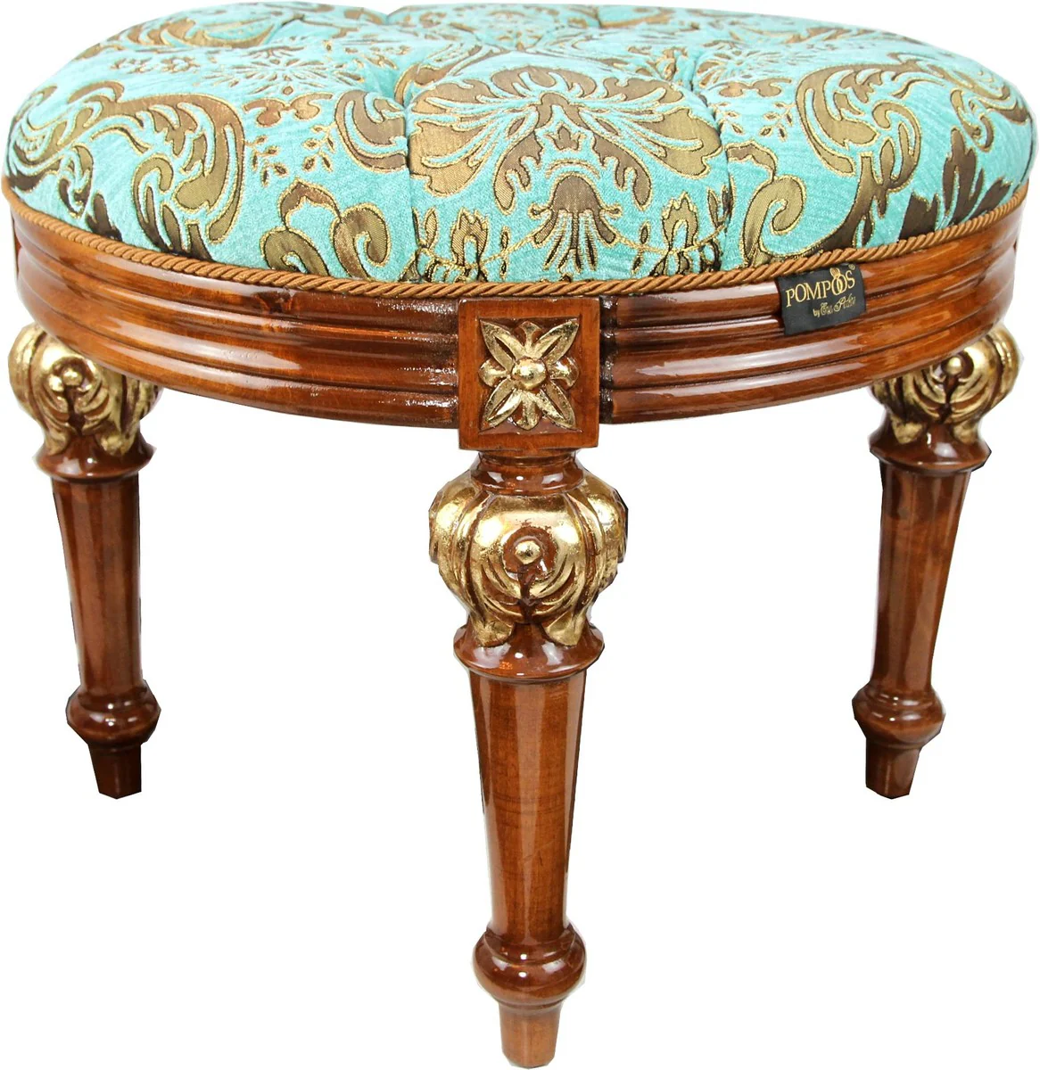 Pompöös by Luxury Baroque Stool Round Red Pattern / Brown Gold - Pompööser Baroque Stool designed by Harald Glööckler