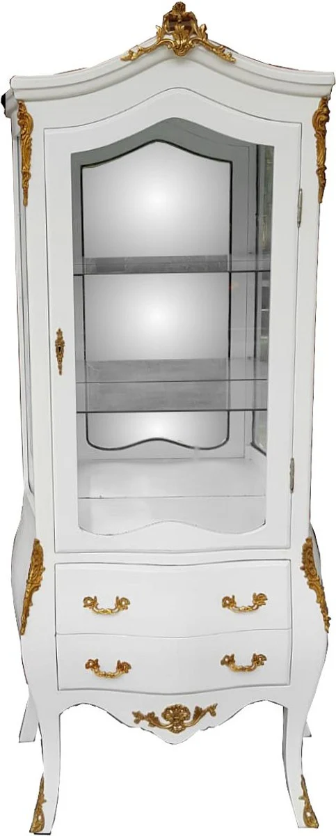 Baroque display cabinet white / gold with mirror glass - display cabinet - living room cabinet glass display cabinet