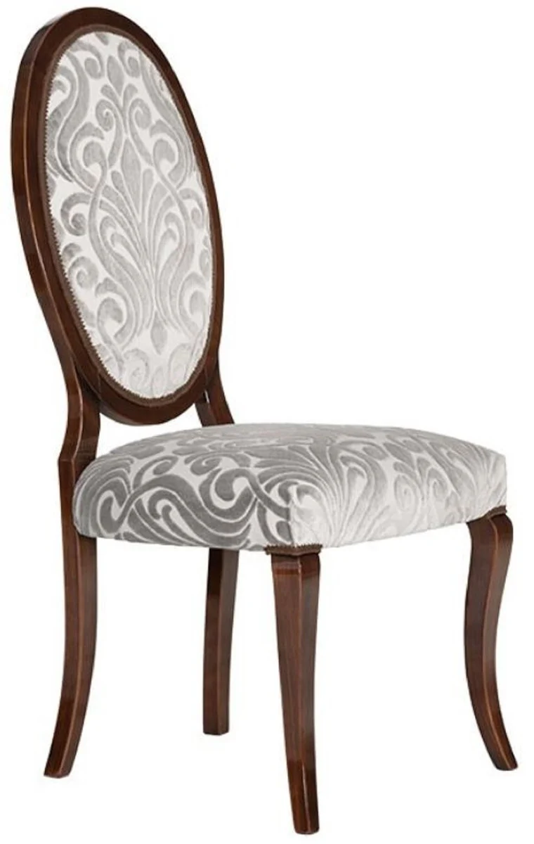 Luxury Art Nouveau dining chair set of 6 silver / dark brown 51 x 48 x H. 106 cm - Elegant kitchen chairs with pattern - Baroque & Art Nouveau dining room furniture - Luxury quality