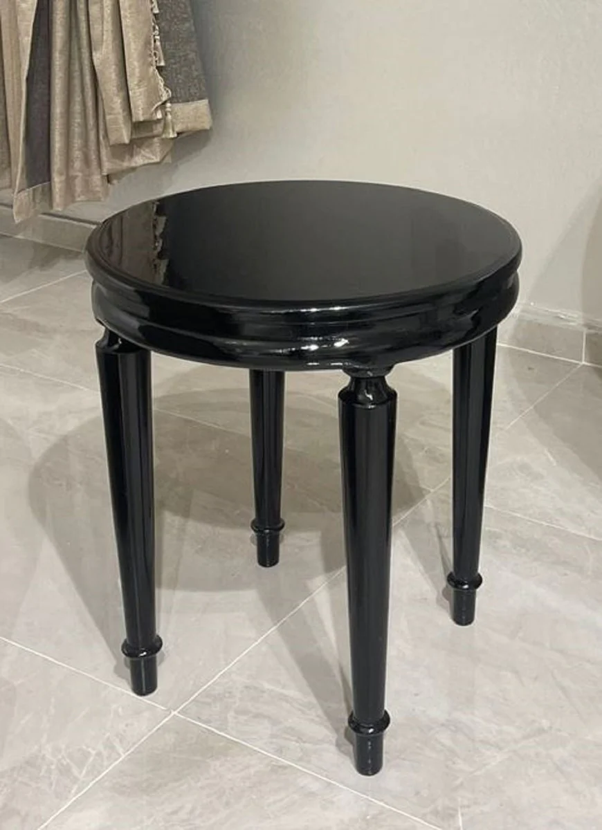Luxury baroque side table black - round solid wood table in baroque style - luxury living room furniture in baroque style - baroque furniture - noble and magnificent