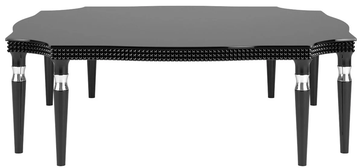 Luxury Art Deco coffee table black / silver 130 x 130 x H. 45 cm - Elegant living room table with 8 table legs - Art Deco living room furniture