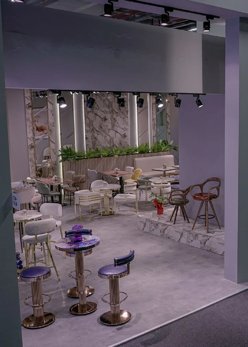 Luxury bar furniture set black / copper - 1 bar table & 2 bar stools