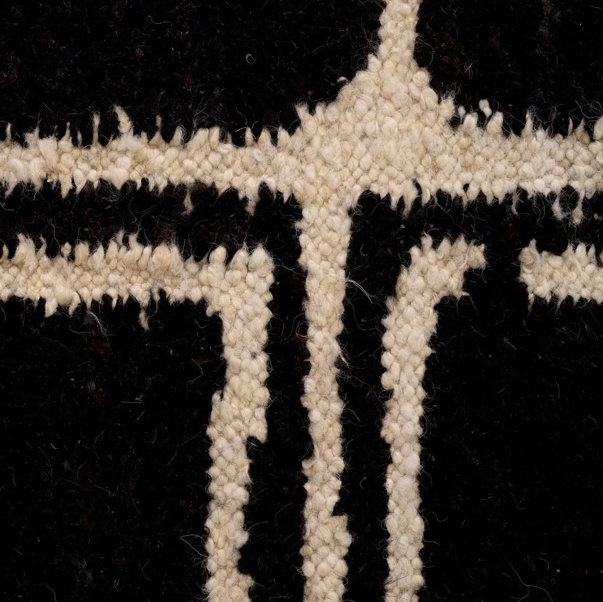 Luxury wool carpet black / ivory 200 x 300 cm - hand-woven living room carpet - living room decoration accessories - luxury furniture - luxury interior