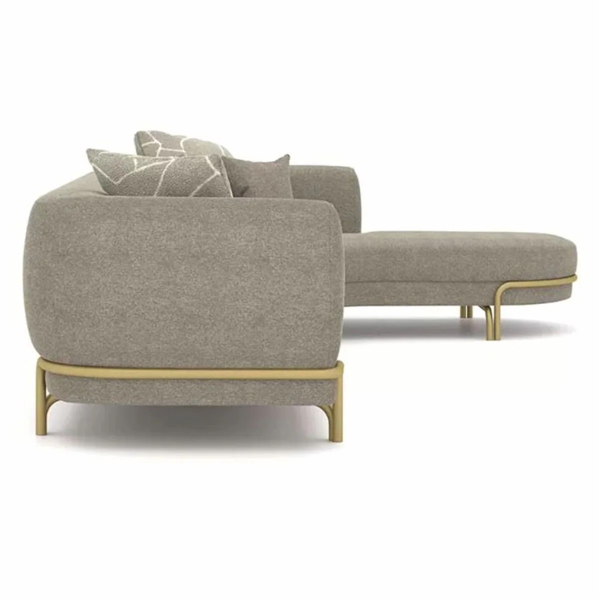 Luxury corner sofa gray / brass 390 cm - living room & hotel furniture