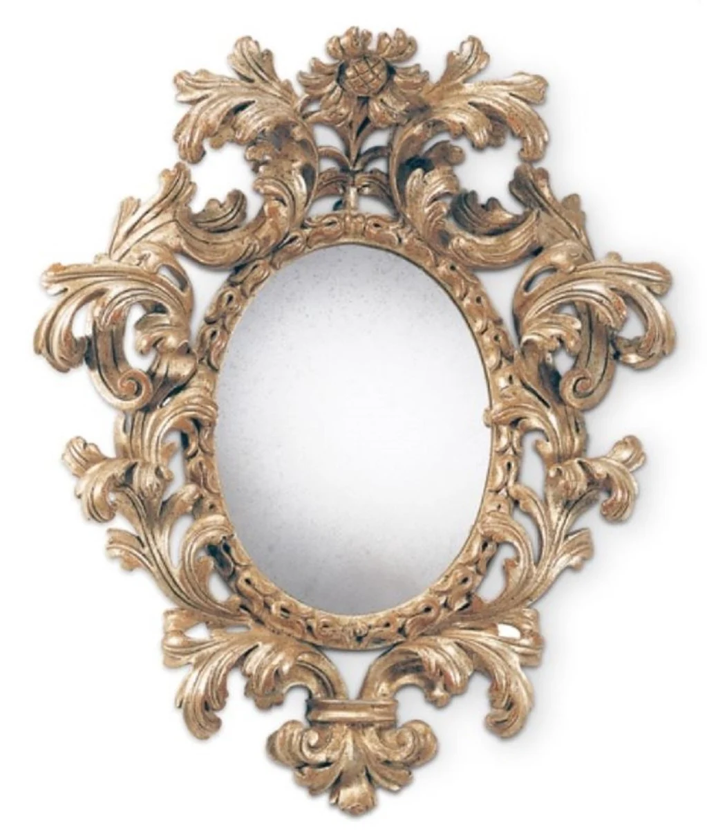 Luxus Barock Spiegel Antik Gold - Ovaler italienischer Barockstil Wandspiegel mit antikem Spiegelglas - Luxus Möbel im Barockstil - Barock Möbel - Luxus Qualität - Made in Italy