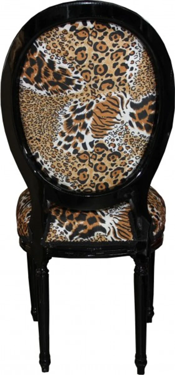 Baroque Dining Chair Medallion Tiger Pattern / Black - Baroque Furniture - Limited Edition