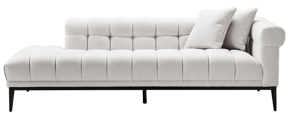 Luxury lounge sofa white / black 223 x 98 x H. 69 cm - right-side living room sofa with 2 cushions - luxury quality