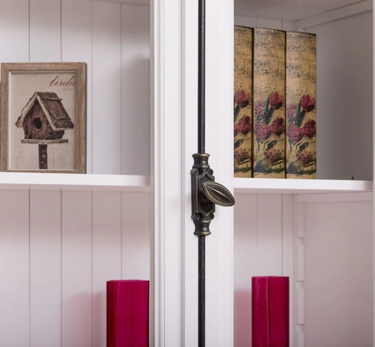 Country house style bookcase white 300 x 50 x H. 230 cm - solid wood cupboard - living room cupboard - office cupboard - country house style furniture