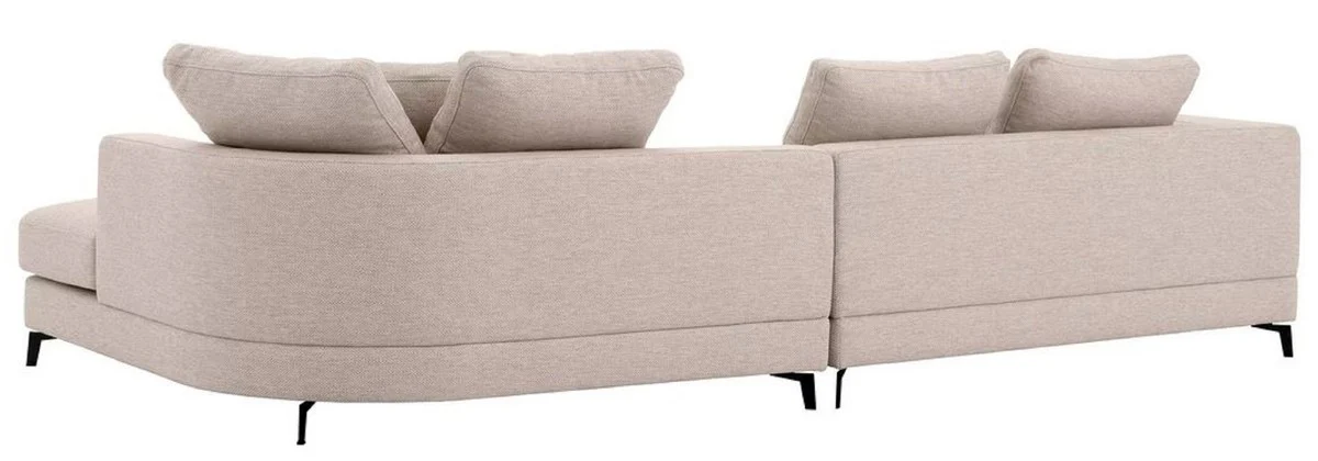 Luxury corner sofa right side sand color / black 310 x 150 x H. 65 cm - living room sofa with cushions - living room furniture - living room furnishings - luxury furniture - luxury furnishings