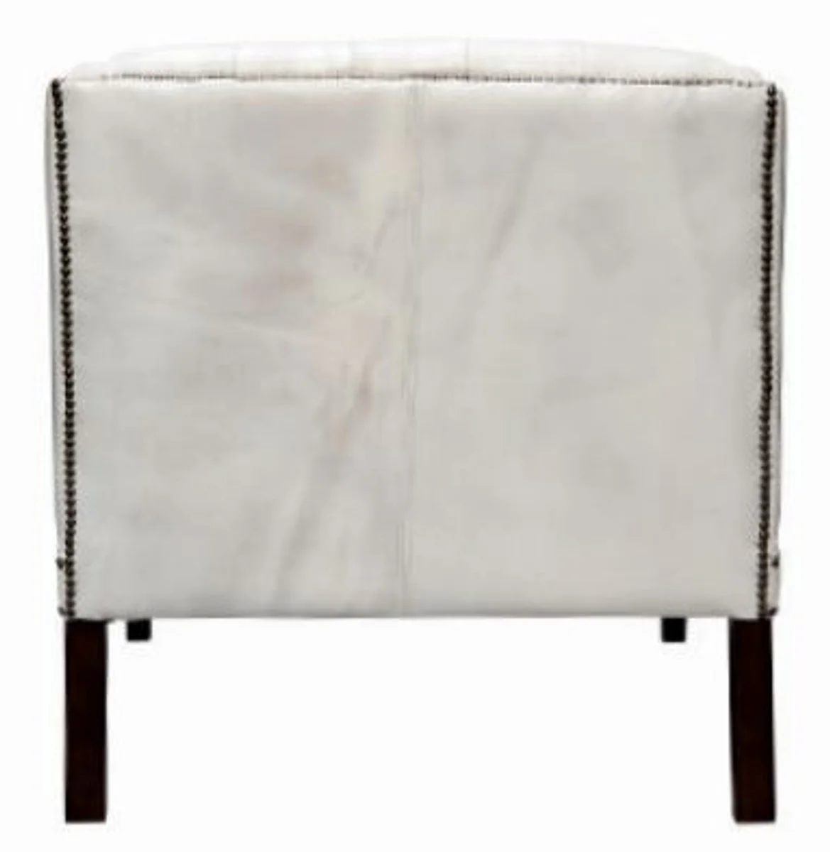 Luxury real leather living room armchair white / black 80 x 84 x H. 79 cm - Chesterfield Furniture