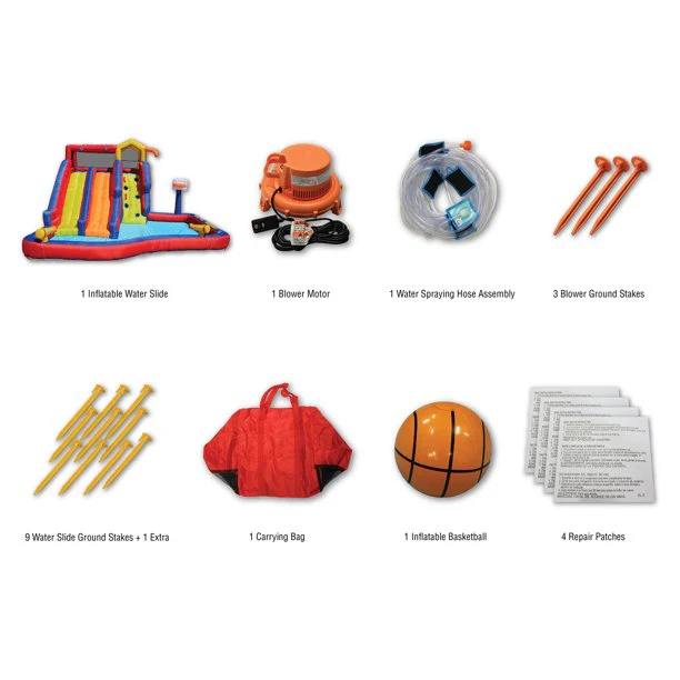 Banzai Twin Falls Riesiges aufblasbares Wasserpark-Hüpfhaus – zwei Wasserrutschen und Kletterwand – Sommerspaß im Freien für Kinder und Familien