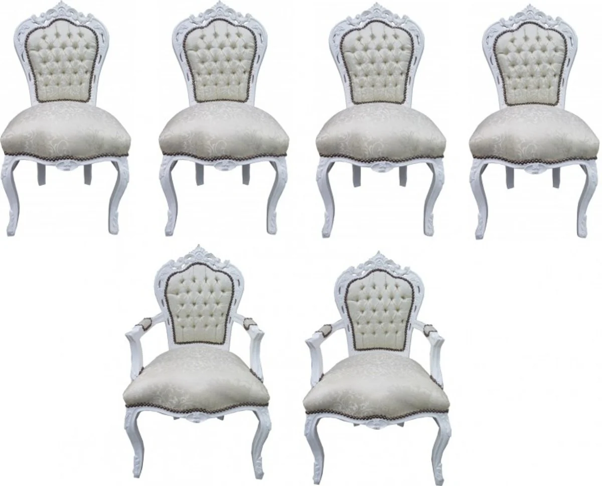 Baroque dining room set 4 chairs + 2 chairs with armrests - furniture antique style