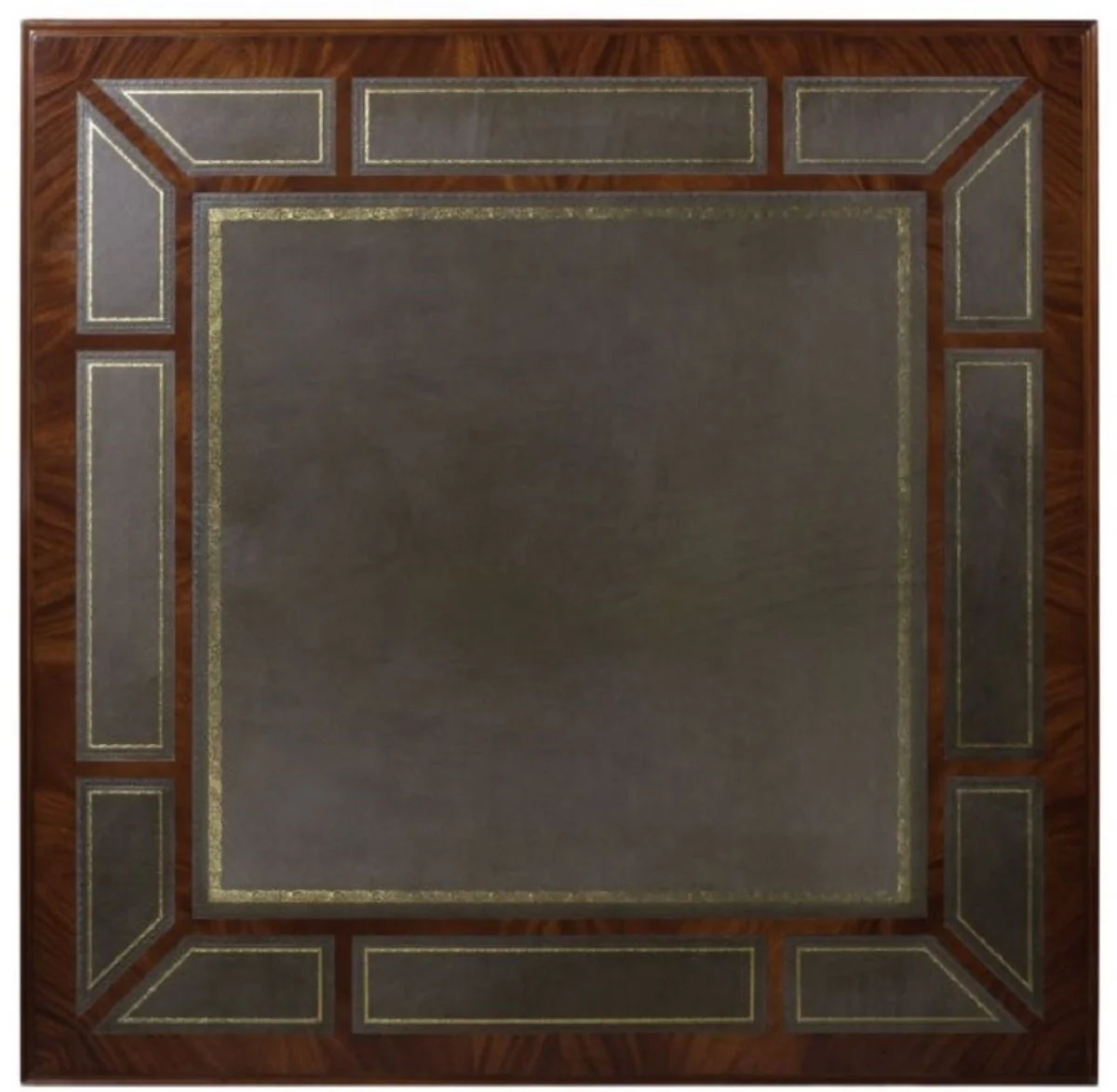 Luxury baroque living room table dark brown / green 130 x 130 x H. 49 cm - coffee table with 24 drawers