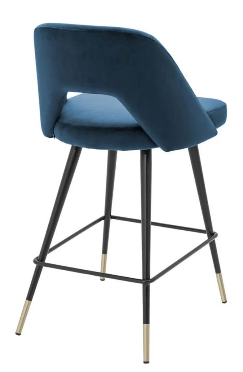 Luxury bar chair blue / black 50 x 50 x H. 90 cm - luxury bar stool with backrest