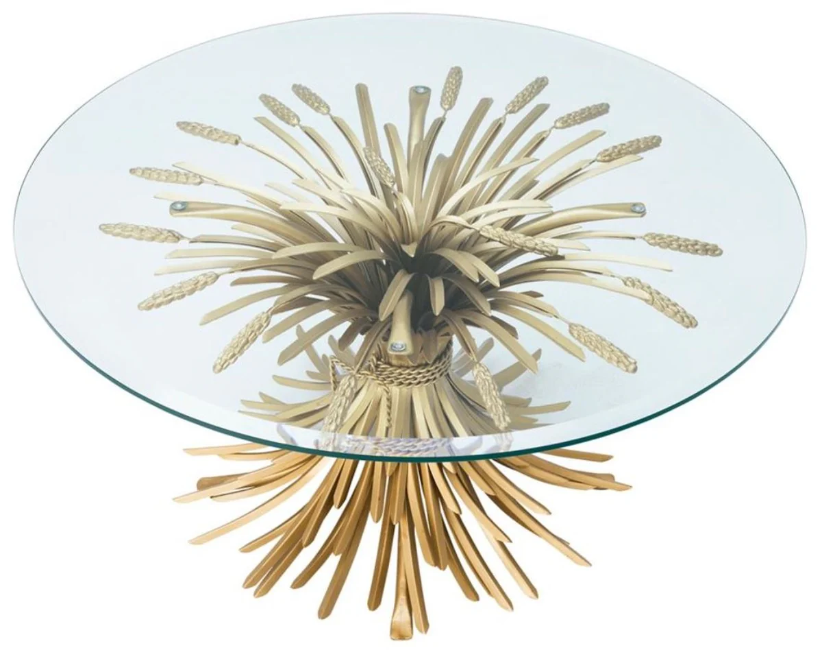 Luxury coffee table / living room table antique gold Ø 90 x H. 43 cm - designer furniture