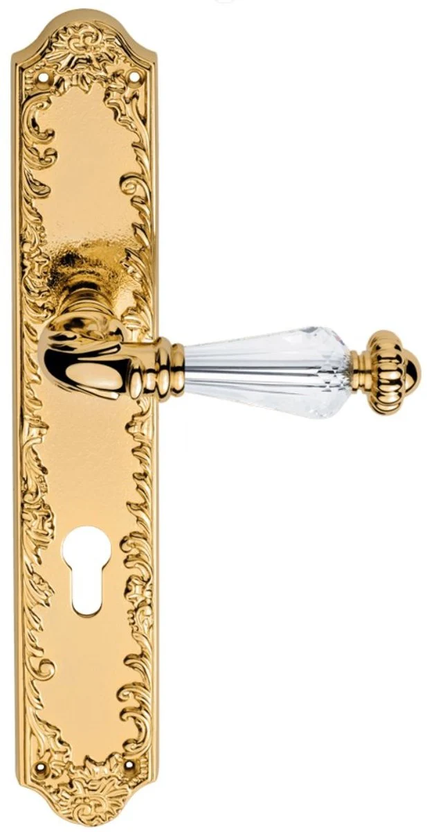 Luxury baroque door handle set with Swarovski crystal glass gold 13.7 x H. 30 cm - first-class quality made in Italy