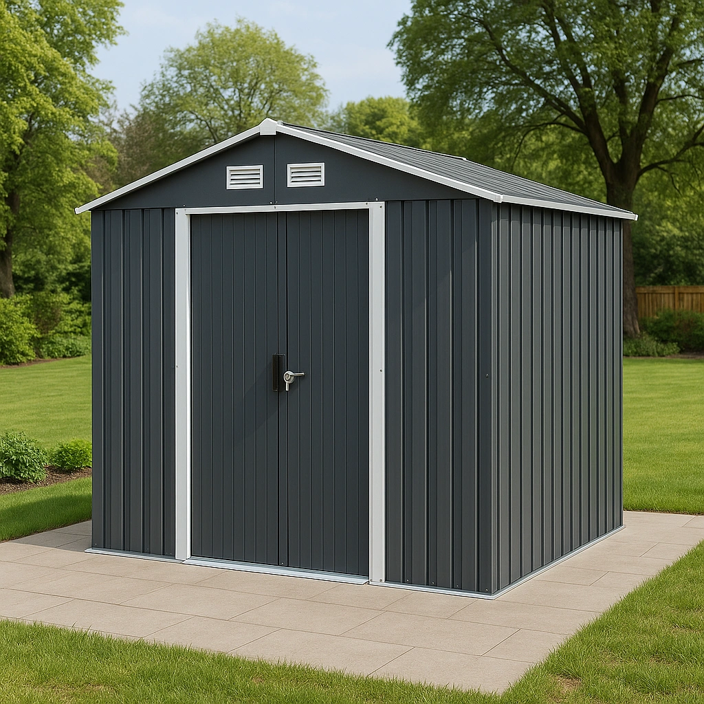 Gartenhaus aus dunkelgrauem Metall, 250 cm x 200 cm x 220 cm
