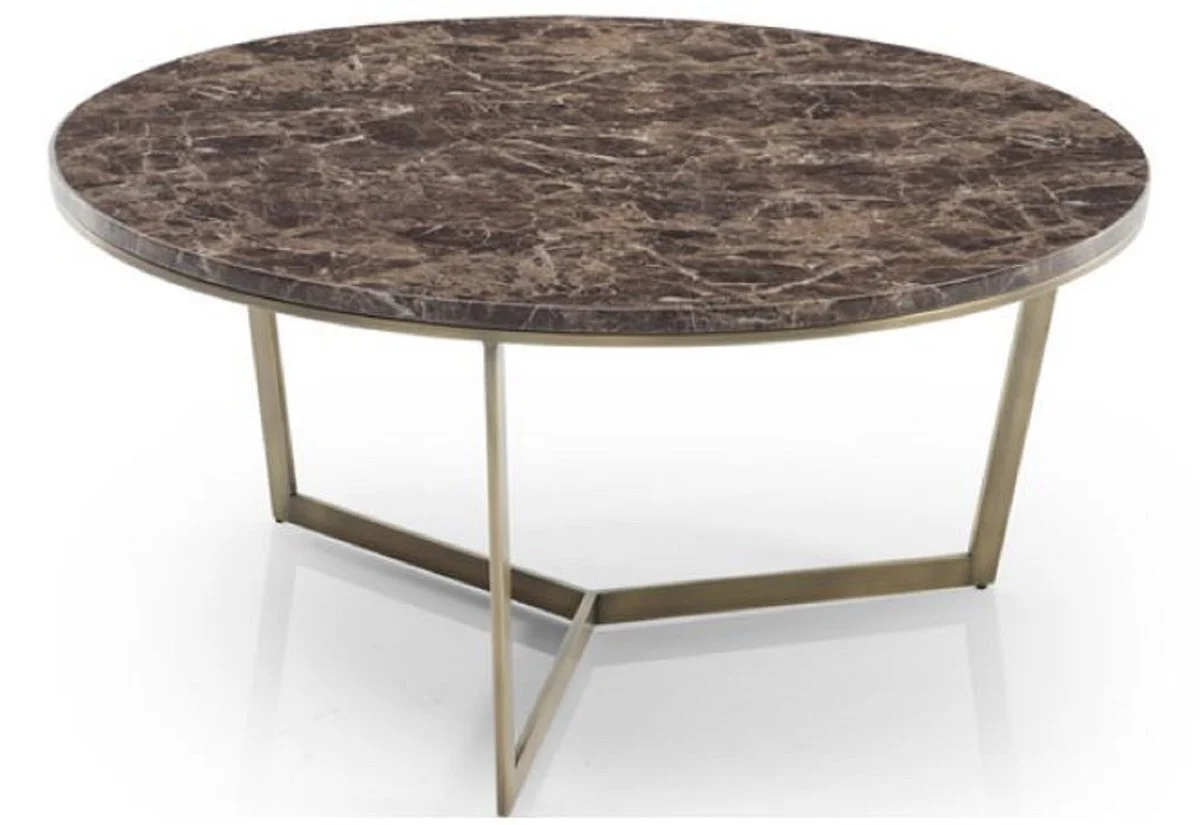 Luxury coffee table black / brass Ø 90 x H. 41 cm - Round living room table with artificial marble table top - Living room furniture - Hotel furniture - Luxury furniture