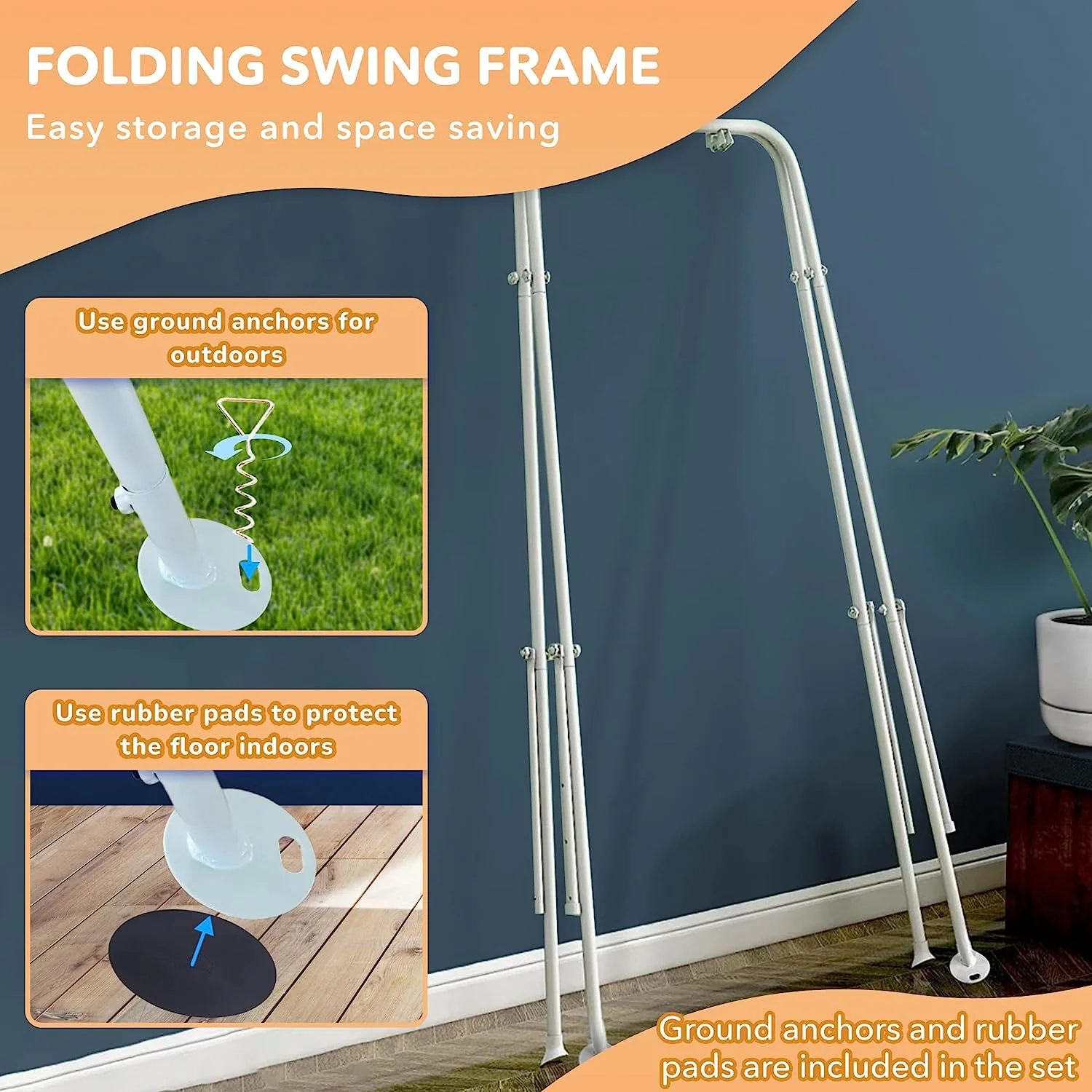 Babyschaukel aus Segeltuch, hängender Schaukelsitz aus Holz mit Sicherheitsgurt, langlebiger Baby-Hängemattenstuhl, Außen- und Innenschaukel für Kinder, Montagezubehör im Lieferumfang enthalten, Elfenbeinfarben