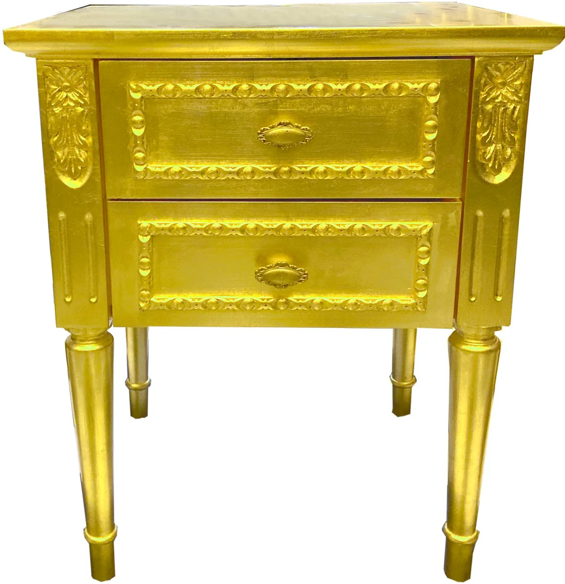 Luxury Baroque Nightstand Gold - Solid Wood Bedside Table - Chest of Drawers with 2 Drawers - Handmade Baroque Furniture